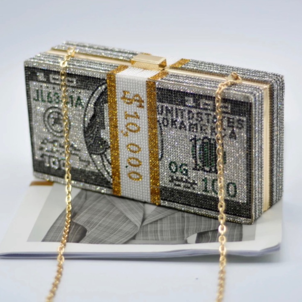 Rhinestone Money Bag Clutch Bag Gem